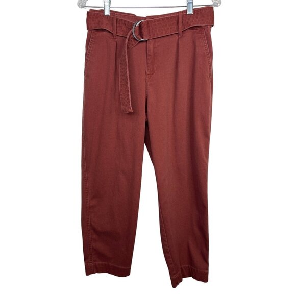 A New Day Rust Red Belted High Rise Straight Jeans Size 6 Fall Casual - Picture 1 of 7